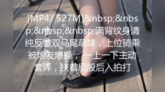 [MP4/ 527M]&nbsp;&nbsp;&nbsp;&nbsp;满背纹身清纯反差双马尾萌妹，上位骑乘被炮友爆操， 一上一下主动套弄，扶着屁股后入拍打