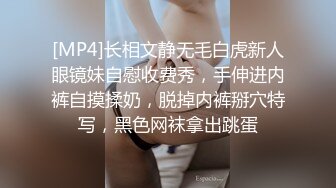 [MP4]长相文静无毛白虎新人眼镜妹自慰收费秀，手伸进内裤自摸揉奶，脱掉内裤掰穴特写，黑色网袜拿出跳蛋