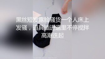 黑丝短发露脸骚货一个人床上发骚，道具插进逼里不停搅拌高潮迭起